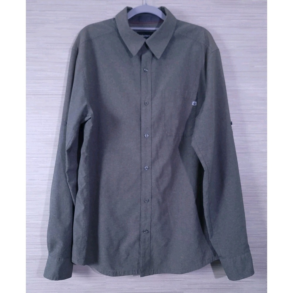Marmot Button Down Shirt Mens Large Gray Long Sleeve Outdoor Hiking Performance
